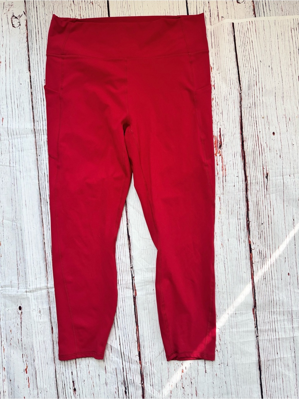 Fabletics XXL PureLuxe Red High Waisted Pocket Leggings Buttery Soft Yoga Active